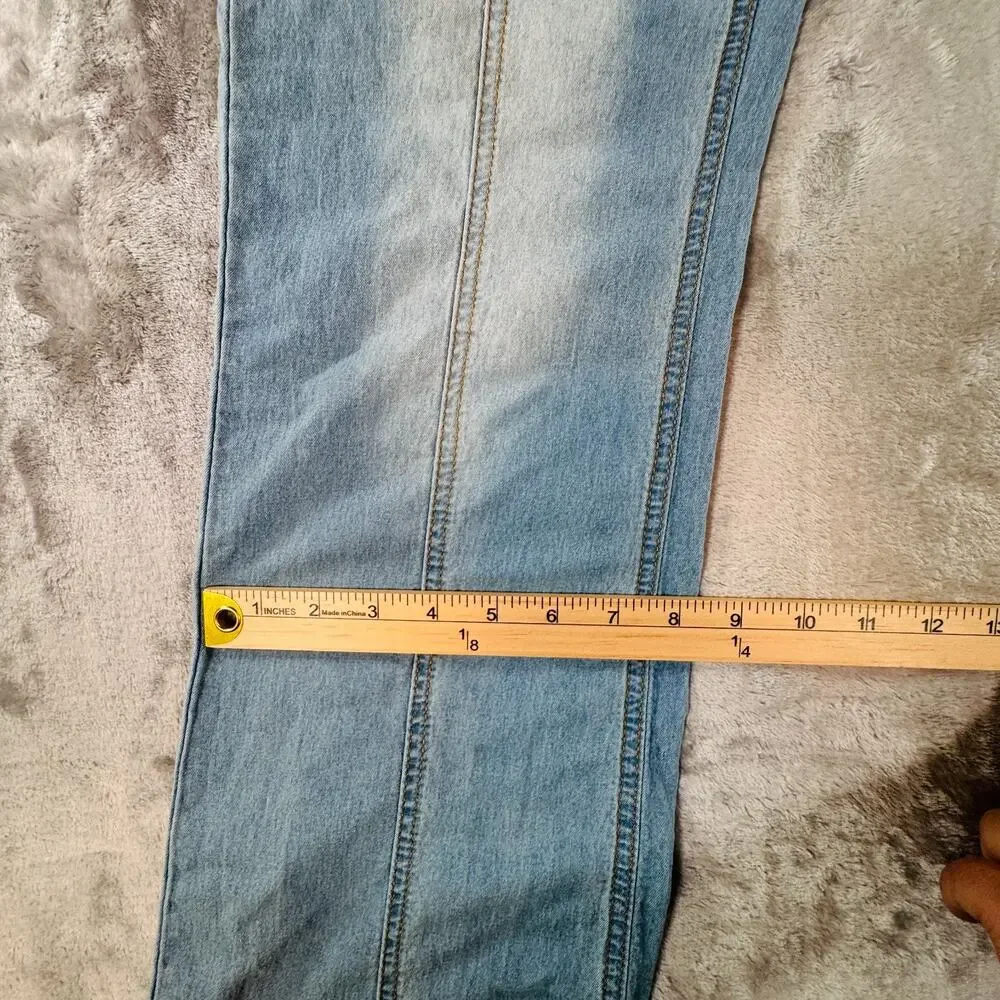 N.Y.K Women Size XL Blue Light Wash Seamed Flare Bootcut Denim Jeans Stretch